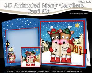3D Xmas Horses Animated Merry Carollers Card Kit