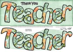 Large Dl Thank You Teacher Roses Card & 3D Decoupage