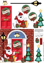 Ben Polar Bear Christmas Door Quick Card & 3D Decoupage