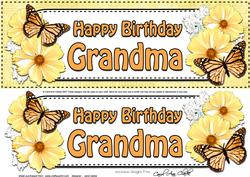 Large Dl Birthday Grandma Floral Butterflies 3D Decoupage