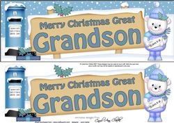 Xmas Great Grandson Teddy Signpost Lge Dl Decoupage