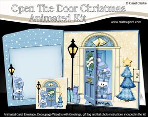 3D Xmas Penguin's Presents Animated Moveable Open Door