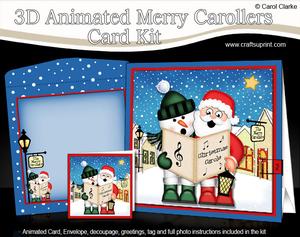 3D Xmas Santa & Snowman Animated Merry Carollers Card