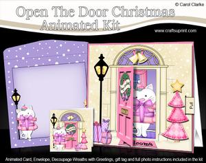 3D Xmas Cat's Present Animated Moveable Open Door