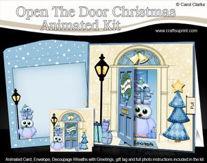 3D Xmas Owls Present Animated Moveable Open Door