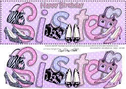 Large Dl Birthday Sister Shoes & Handbags 3D Decoupage