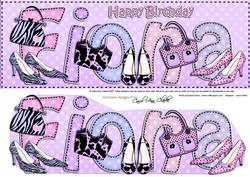 Large Dl Birthday Fiona Shoes & Handbags 3D Decoupage
