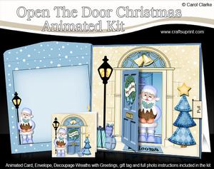 3D Xmas Santa's Pudding Animated Moveable Open Door Card Kit