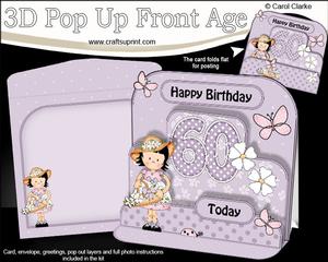3D Suzi's Basket 60th Birthday Girlz Pop Up Age Card Kit