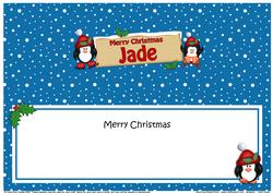Xmas Jade Penguins Signpost Large Dl Matching Insert