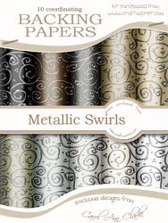 Neutrals 'silver Metallic Swirls' Backing Papers Kit