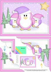 A5 Xmas Penguins Felties Scallop Corner Side Stacker