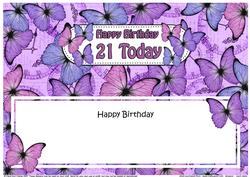 Birthday 21 Today Butterflies Matching Large Dl Insert