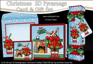 3D Rudolph Fireplace Xmas Pyramage Gift Set & Cracker