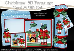 3D Snowman Fireplace Xmas Pyramage Gift Set & Cracker
