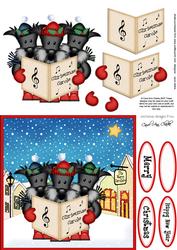 Singing Scottie Dogs Merry Carollers 3D Decoupage