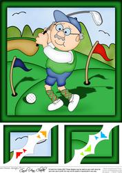 8 x 8 Bert Plays Golf Scalloped Corner Topper
