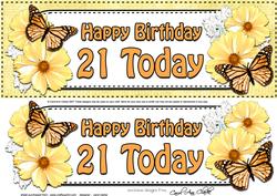 Large Dl Birthday 21 Today Floral Butterflies 3D Decoupage