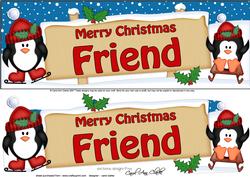Xmas Friend Penguins Signpost Lge Dl Easicut 3D Decoupage
