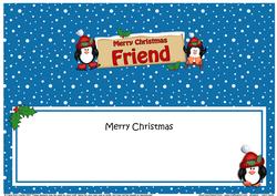 Xmas Friend Penguins Signpost Large Dl Matching Insert