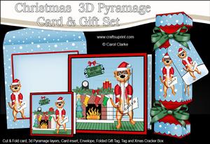 3D Meerkat Fireplace Xmas Pyramage Gift Set & Cracker