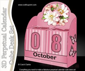 3D Floral Perpetual Calendar Desk Set 3D Decoupage