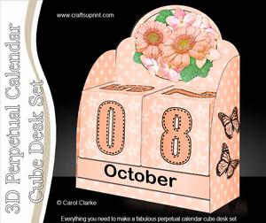 3D Flowers Perpetual Calendar Desk Set 3D Decoupage