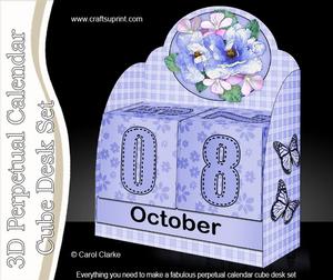 3D Pretty Flowers Perpetual Calendar Desk Set 3D Decoupage