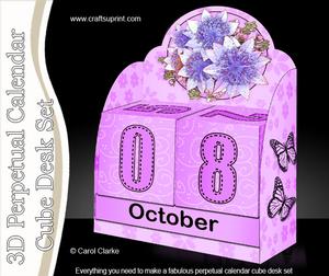 3D Pastel Blooms Perpetual Calendar Desk Set 3D Decoupage