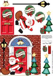 Santa's Sack Christmas Door Quick Card & 3D Decoupage