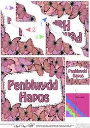 Welsh Gaelic Birthday Butterflies Wavy Corner Stacker