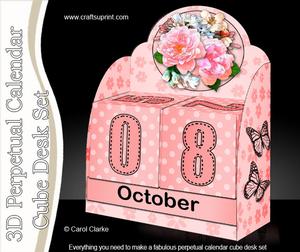 3D Floral Bouquet Perpetual Calendar Desk Set 3D Decoupage