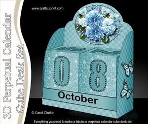 3D Pretty Blossoms Perpetual Calendar Desk Set 3D Decoupage