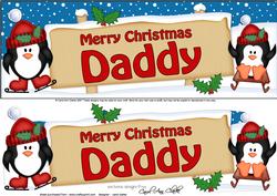 Xmas Daddy Penguins Signpost Lge Dl Easicut 3D Decoupage