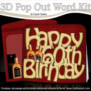 3D 60th Birthday Whisky Pop Out Word Card