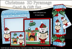 3D Teddy Ed Fireplace Xmas Pyramage Gift Set & Cracker