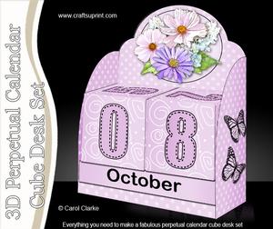 3D Spring Flowers Perpetual Calendar Desk Set 3D Decoupage