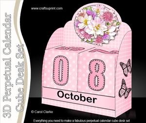 3D Summer Bouquet Perpetual Calendar Desk Set 3D Decoupage