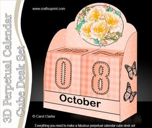 3D Pretty Roses Perpetual Calendar Desk Set 3D Decoupage