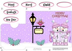 Christmas Carol Singing Snowmen Lottery Wallet Card
