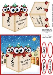 Carol Singing Owls Merry Carollers 3D Decoupage