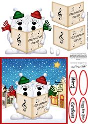Carol Singing Polar Bears Merry Carollers 3D Decoupage