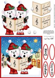 Carol Singing Teddies Merry Carollers 3D Decoupage