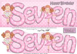 7th Birthday Ballerina Large Dl Quick Card N 3D Decoupage