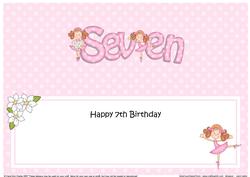 7th Birthday Ballerina Large Dl Matching Insert