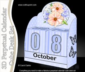 3D Pretty Petals Perpetual Calendar Desk Set 3D Decoupage