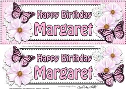 Large Dl Birthday Margaret Floral Butterflies 3D Decoupage
