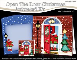 3D Xmas Bear's Present Animated Moveable Open Door Card Kit