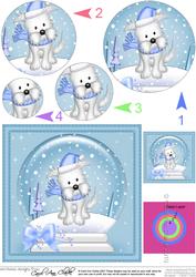 Xmas Westie Dog Snowglobe Circle Pyramage Topper