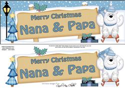 Xmas Nana & Papa Bear Signpost Large Dl Easicut Decoupage